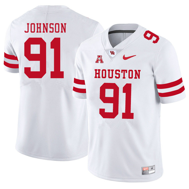 Men #91 Benil Johnson Houston Cougars College Football Jerseys Sale-White - Click Image to Close